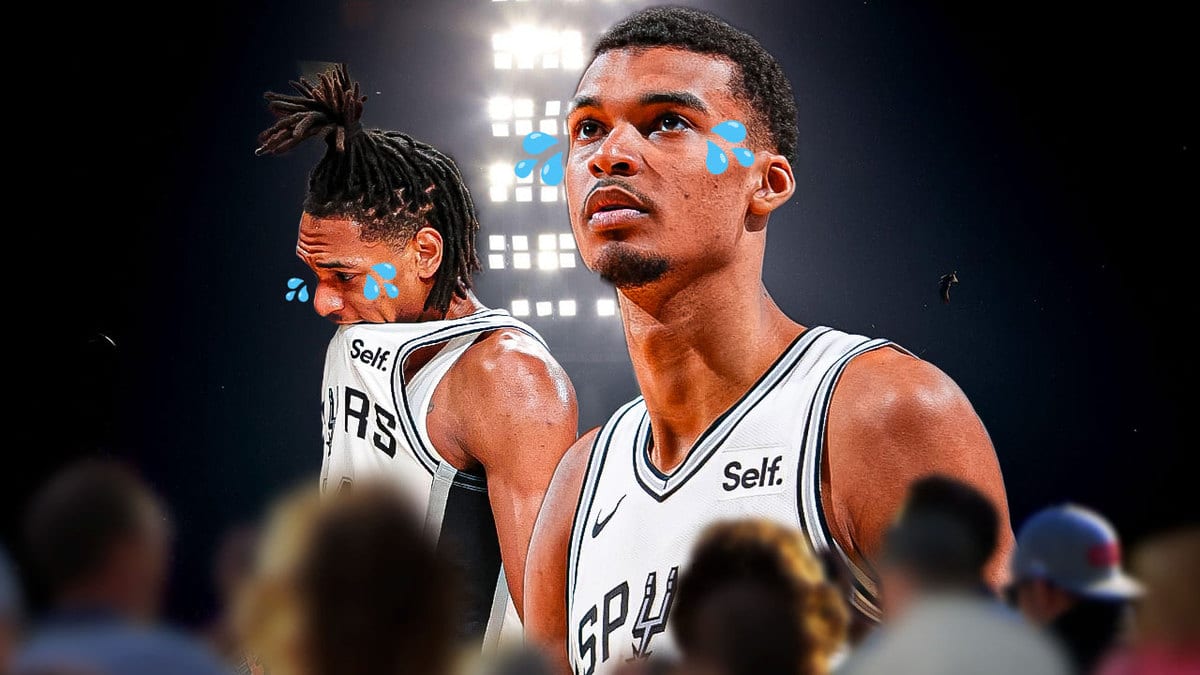 Spurs' Devin Vassell and Victor Wembanyama with animated tears
