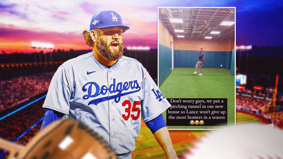 Dodgers' Lance Lynn looking serious.