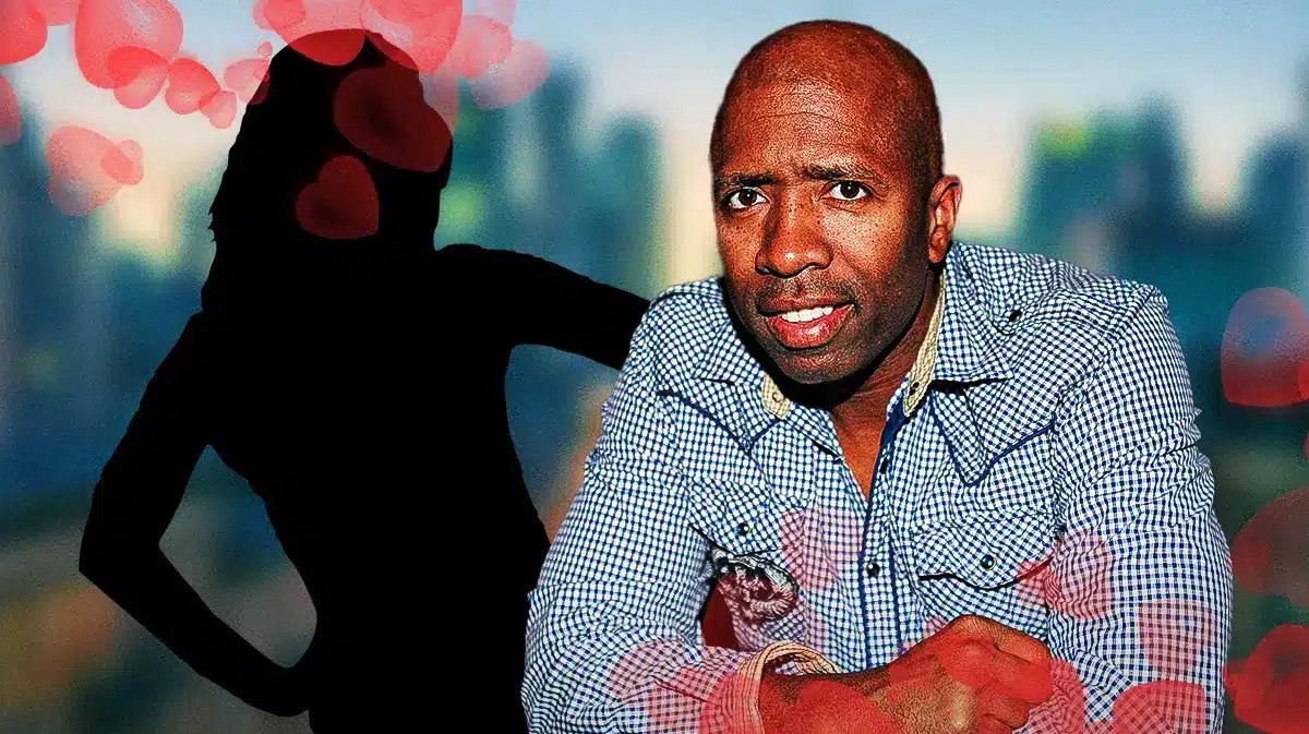 Kenny Smith with the silhouette of a woman.