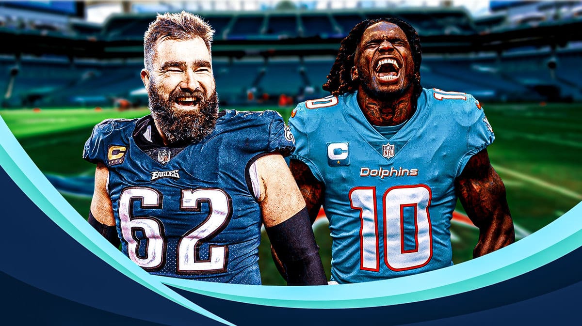 Philadelphia Eagles center Jason Kelce and Miami Dolphins wide receiver Tyreek Hill