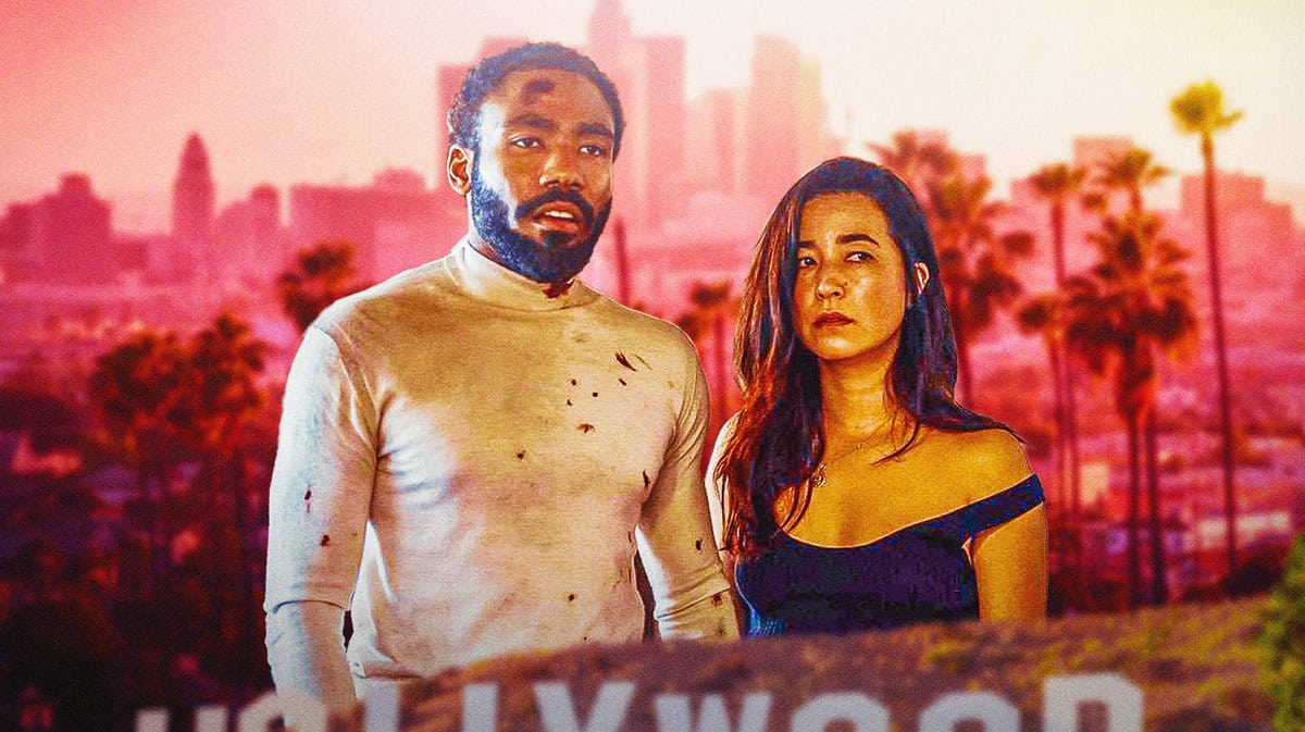 Donald Glover with Maya Erskine in Hollywood.