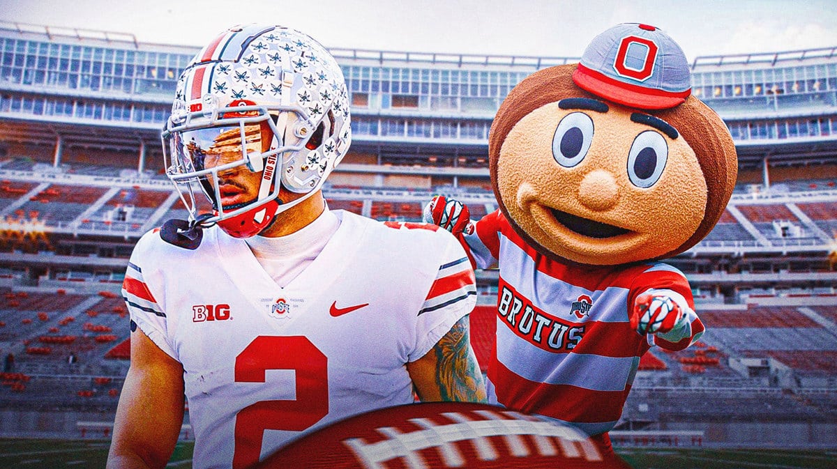 Emeka Egbuka and the Ohio State Buckeyes mascot
