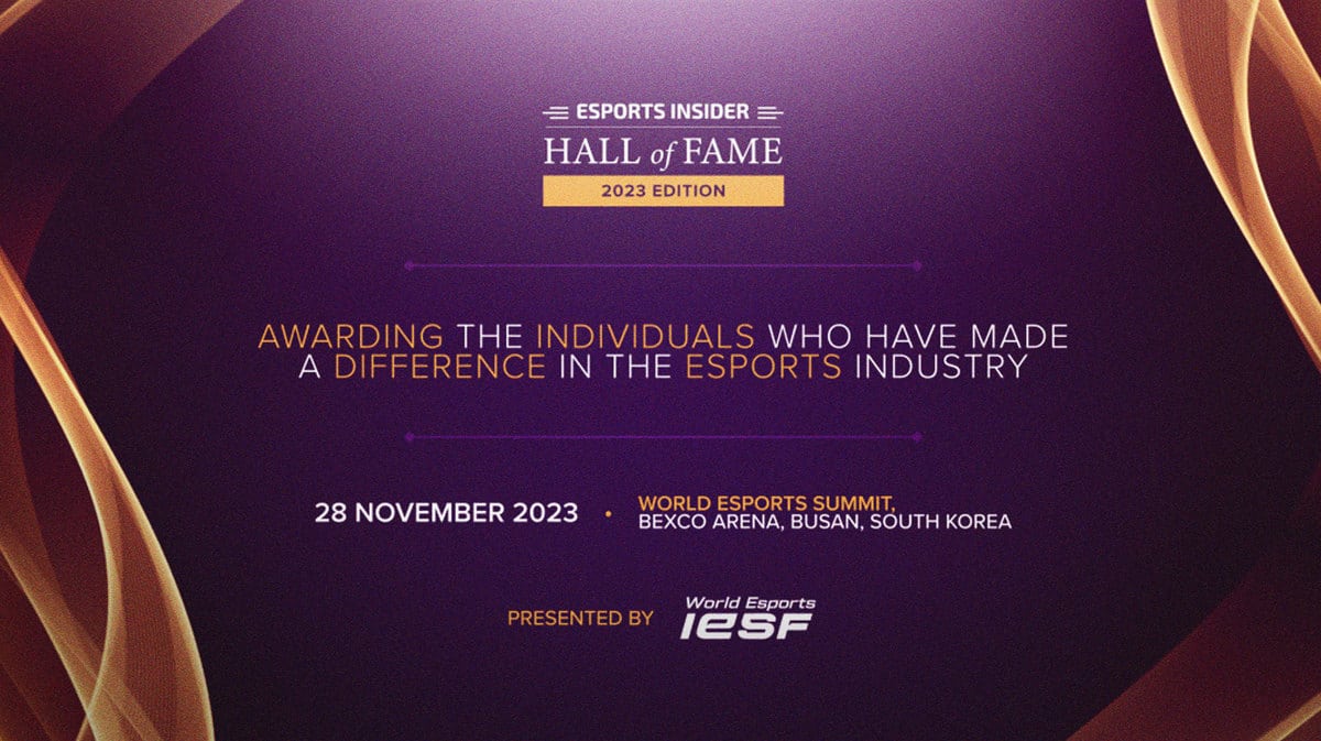 Esports Insider Hall of Fame Flyer for World Esports Summit 2023 in Busan