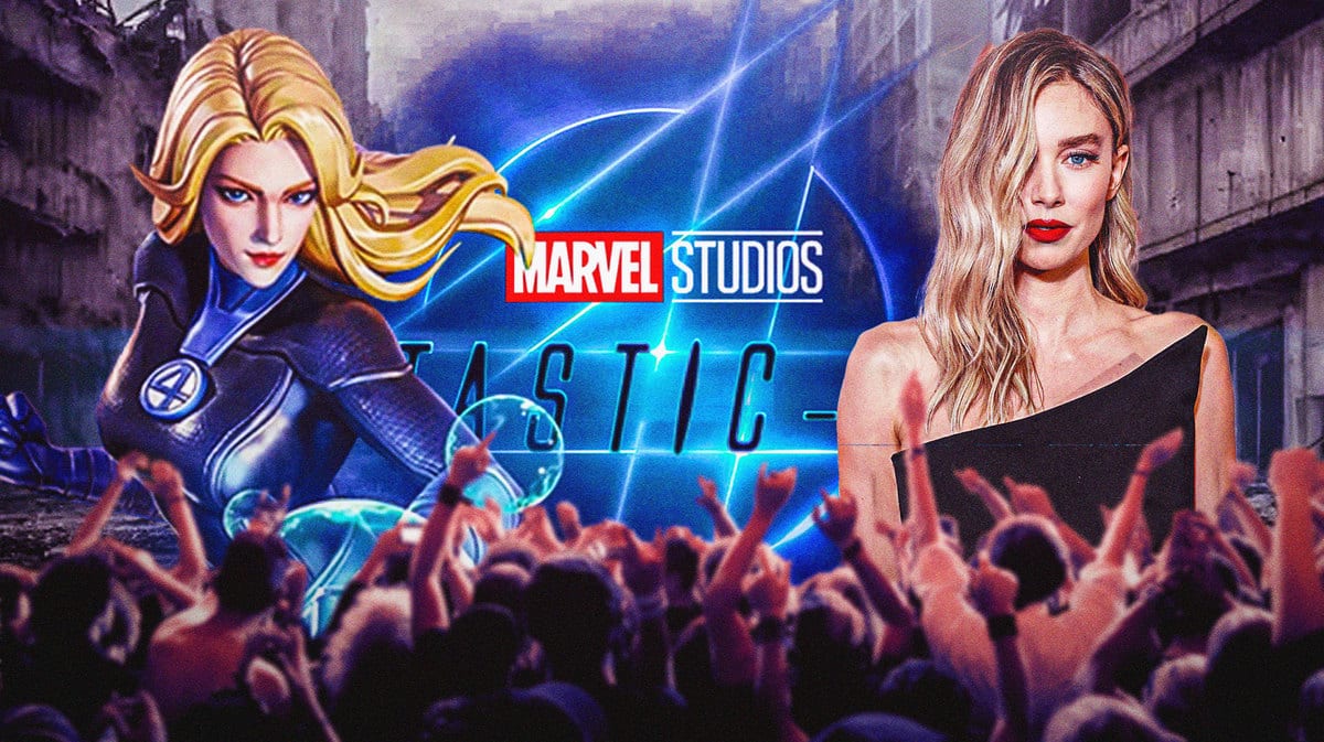 Sue Storm and Vanessa Kirby with MCU Fantastic Four logo in background.