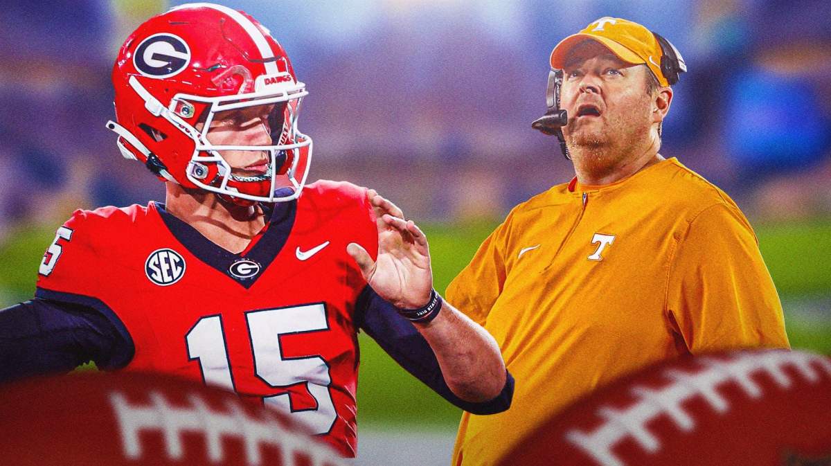 Carson Beck, Georgia football QB against Tennessee football head coach Josh Heupel