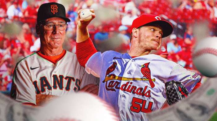 Giants manager Bob Melvin and Sonny Gray