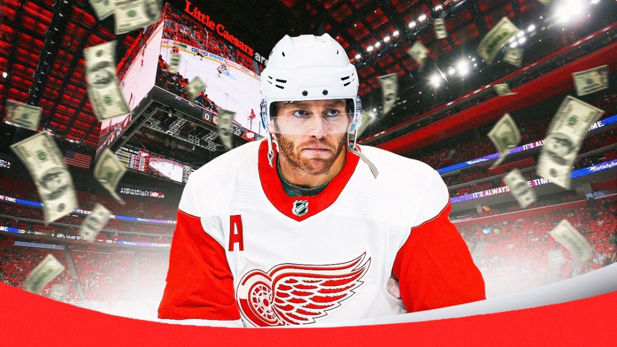 Detroit Red Wings forward Patrick Kane showering in money after signing a one-year contract with Detroit on November 28, 2023
