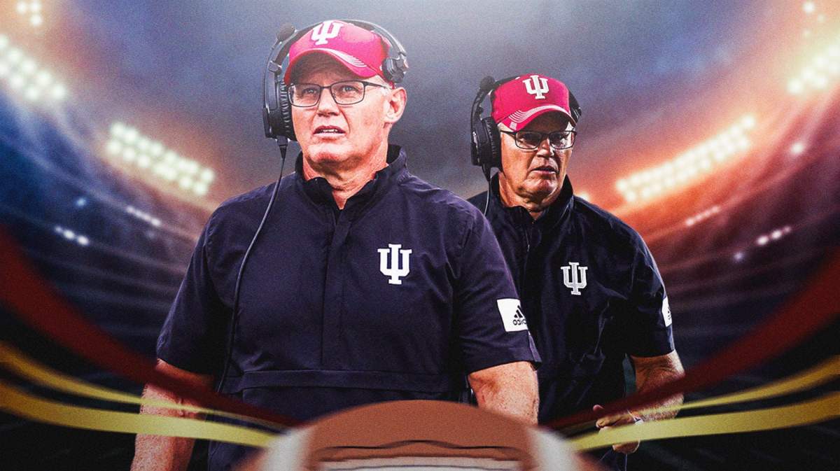 Indiana football coach Tom Allen looking somber.