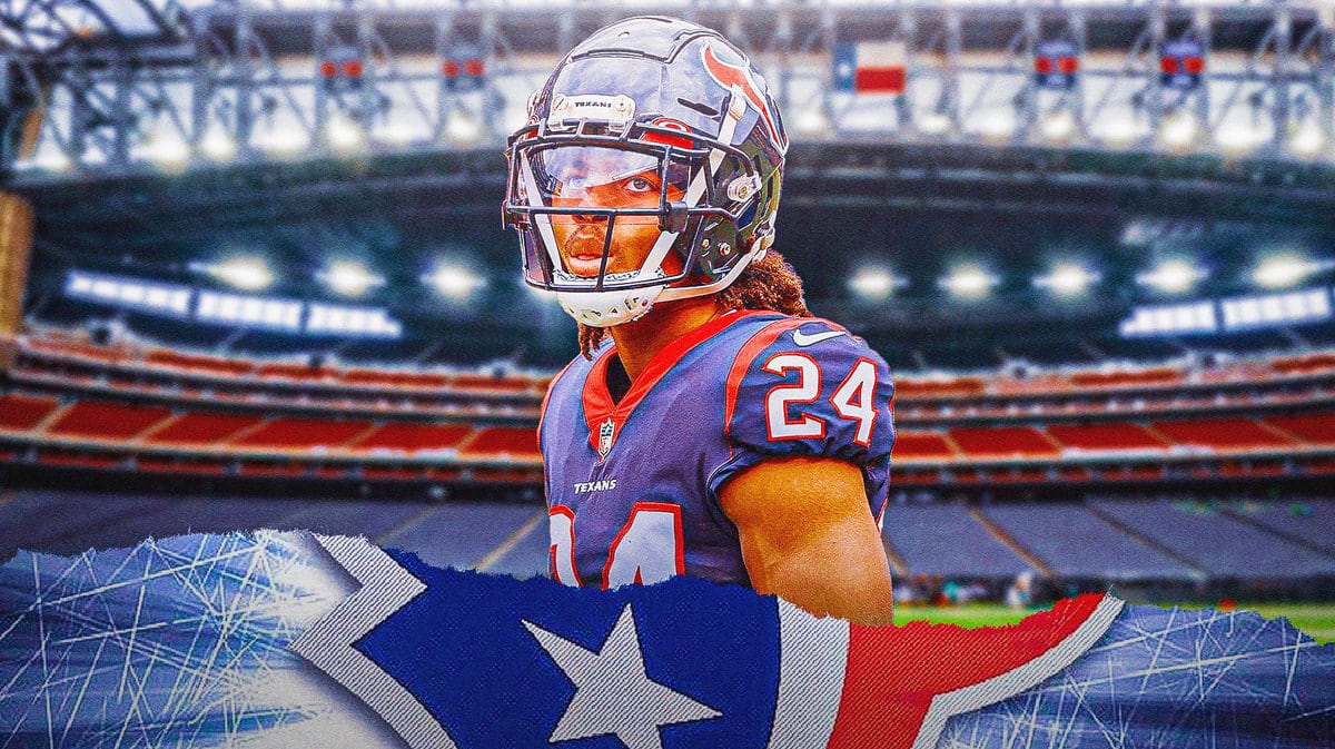 Derek Stingley Jr with Texans logo