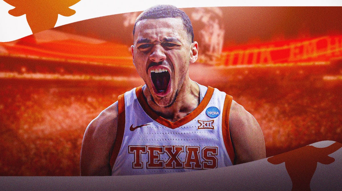 Dylan Disu with the Texas Longhorns logo in the background injury