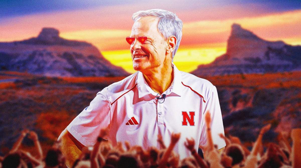 Nebraska volleyball coach John Cook with heart eyes