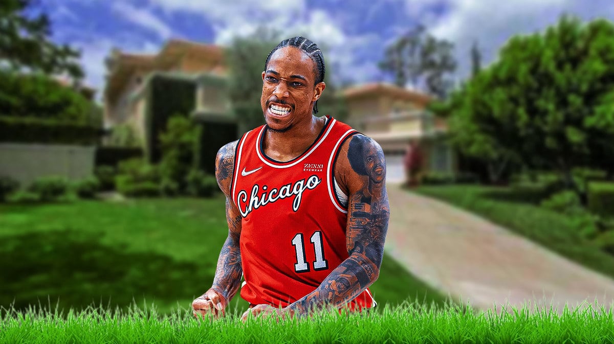 The Chicago Bulls' DeMar DeRozan in front of his mansion in Los Angeles.