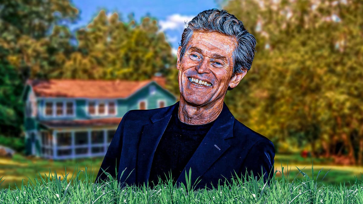 Willem Dafoe in front of his home he's selling.