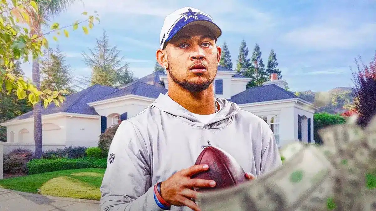 Trey Lance in front of his home in California.