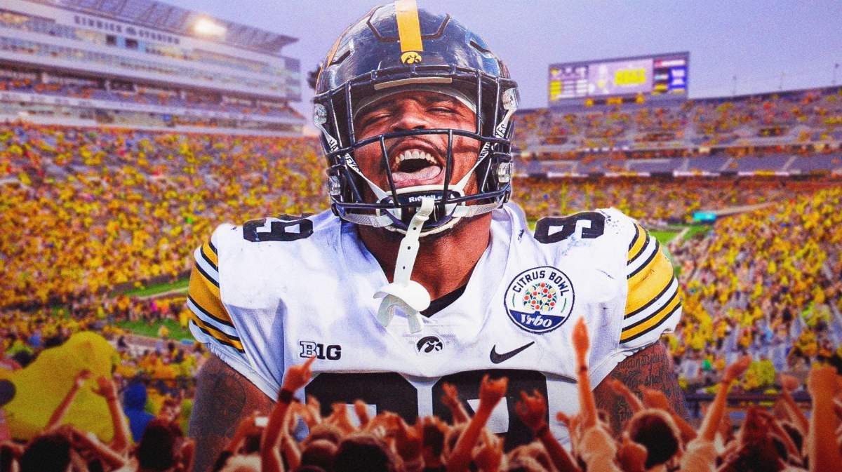 Iowa football, Hawkeyes, Noah Shannon, Iowa State, Iowa betting scandal, Noah Shannon in Iowa uni with Iowa football stadium in the background