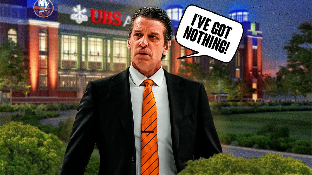 New York Islanders head coach Lane Lambert at UBS Arena after a loss to the Edmonton Oilers