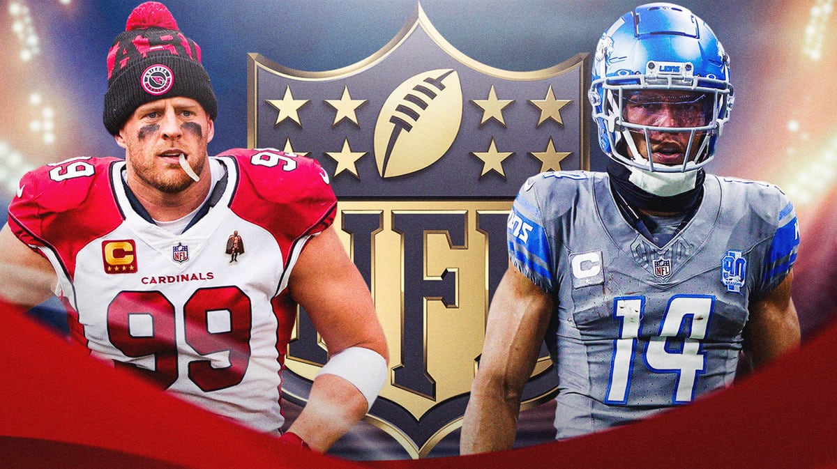 JJ Watt Amon-Ra St. Brown with NFL logo