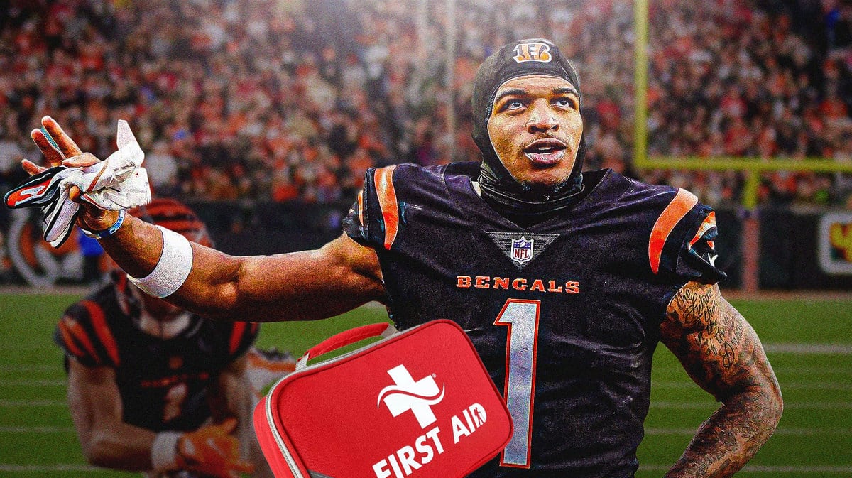 Bengals WR Ja'Marr Chase who got a concerning injury update after the team's Week 9 victory over the Bills.