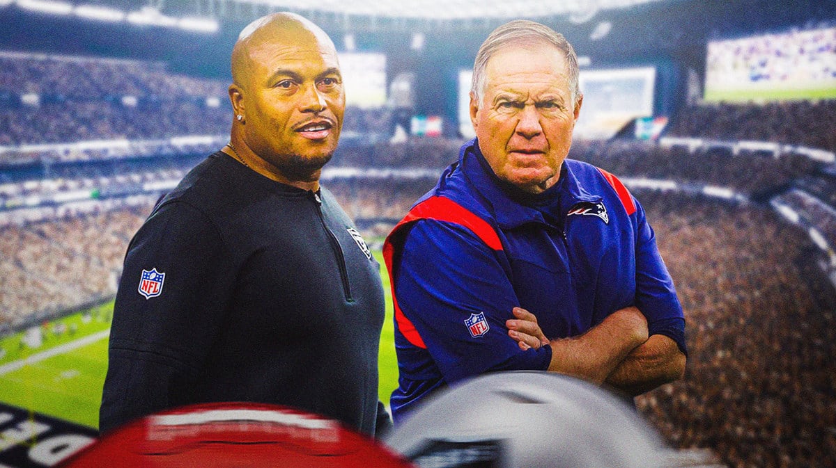 Raiders coach Antonio Pierce and Patriots coach Bill Belichick