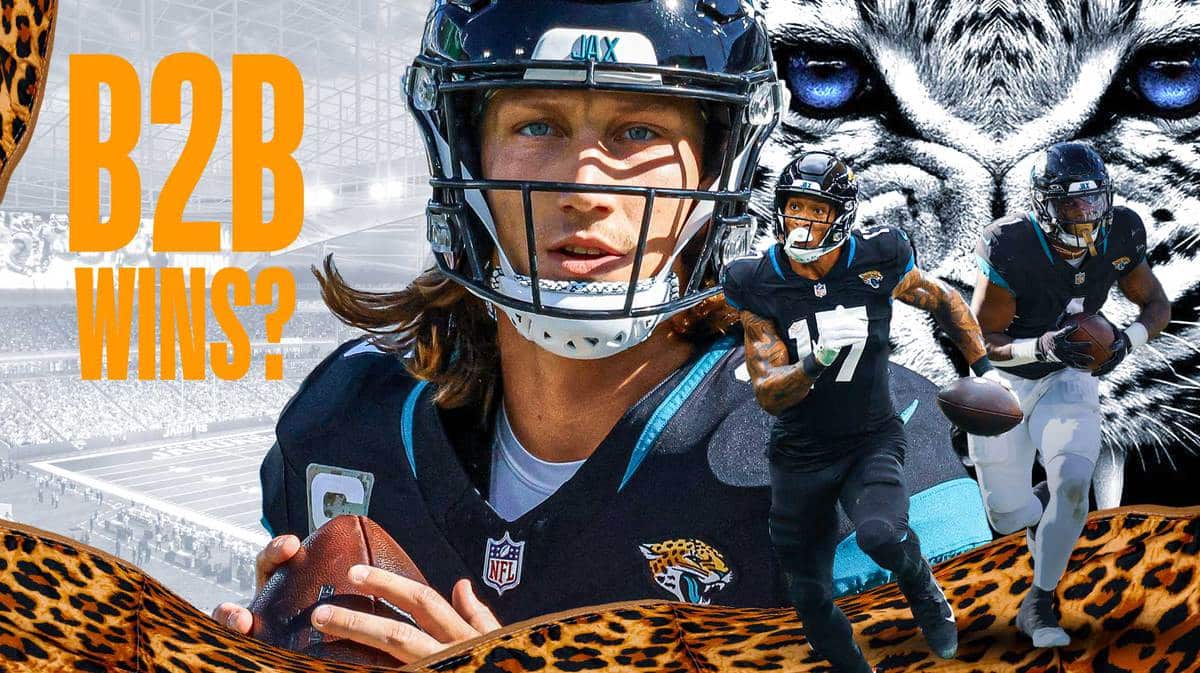 Trevor Lawrence, Travis Etienne, Evan Engram all beside each other.