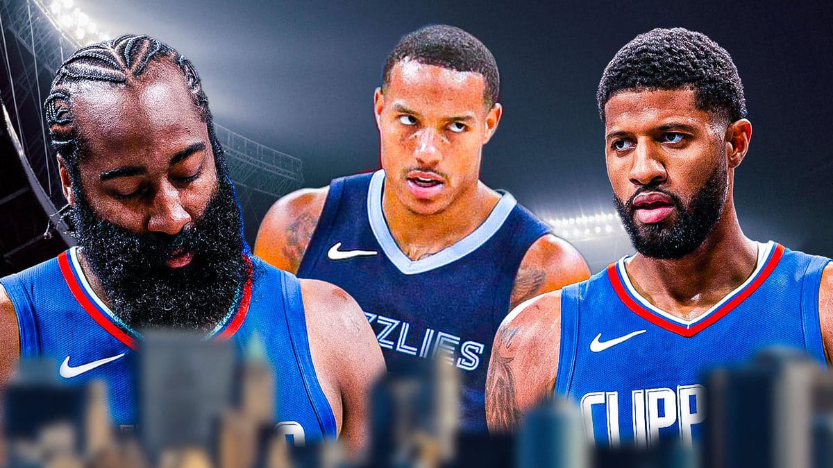 Clippers James Harden sad, Paul George sad, Grizzlies Desmond Bane mad