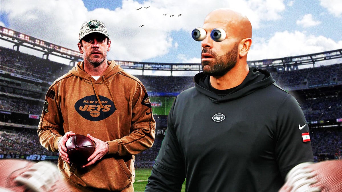 New York Jets quarterback Aaron Rodgers and head coach Robert Saleh