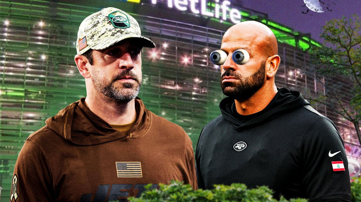 New York Jets quarterback Aaron Rodgers and head coach Robert Saleh