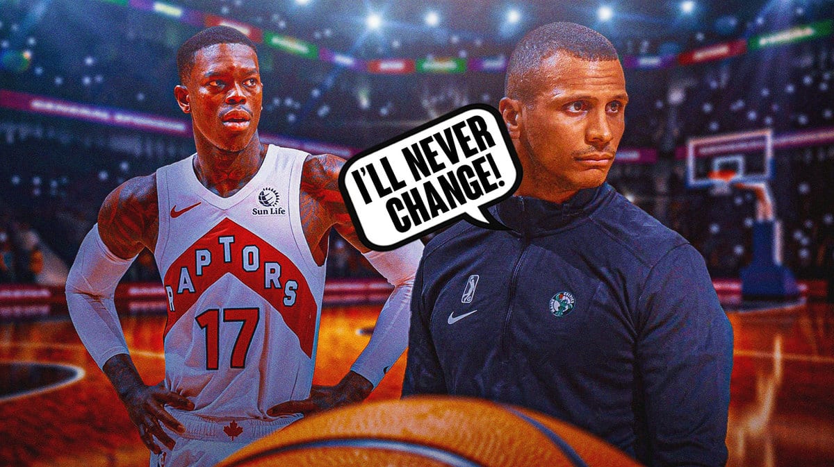 Thumb: Celtics' Joe Mazzulla saying, “I’ll never change!”. Dennis Schroder looking angry.