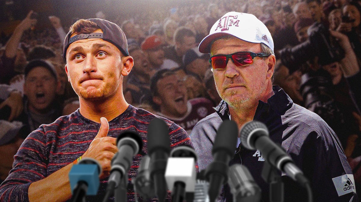 Johnny Manziel and former Texas A&M football coach Jimbo Fisher