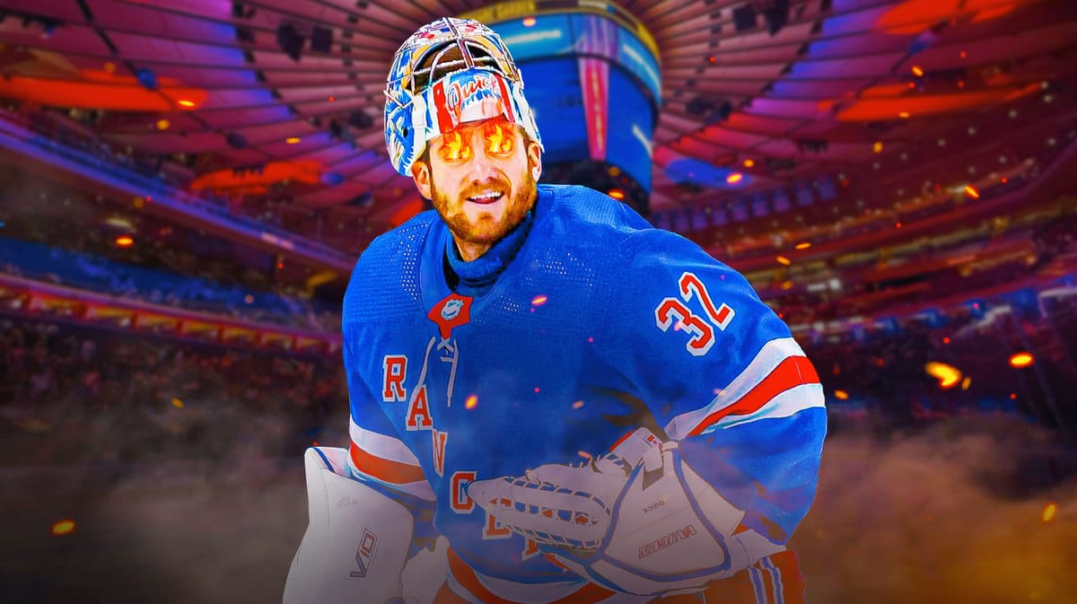 Jonathan Quick of the Rangers with fire in eyes