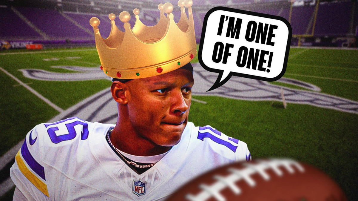 Vikings QB Josh Dobbs wearing a crown