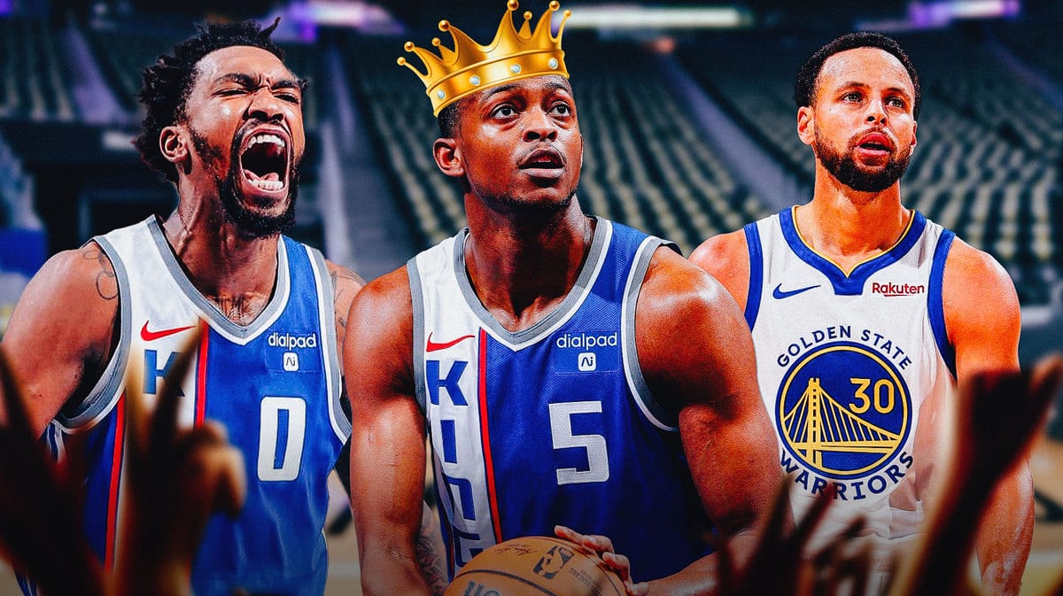 Kings DeAaron Fox and Malik Monk after beating Stephen Curry Warriors at the NBA In Season Tournament