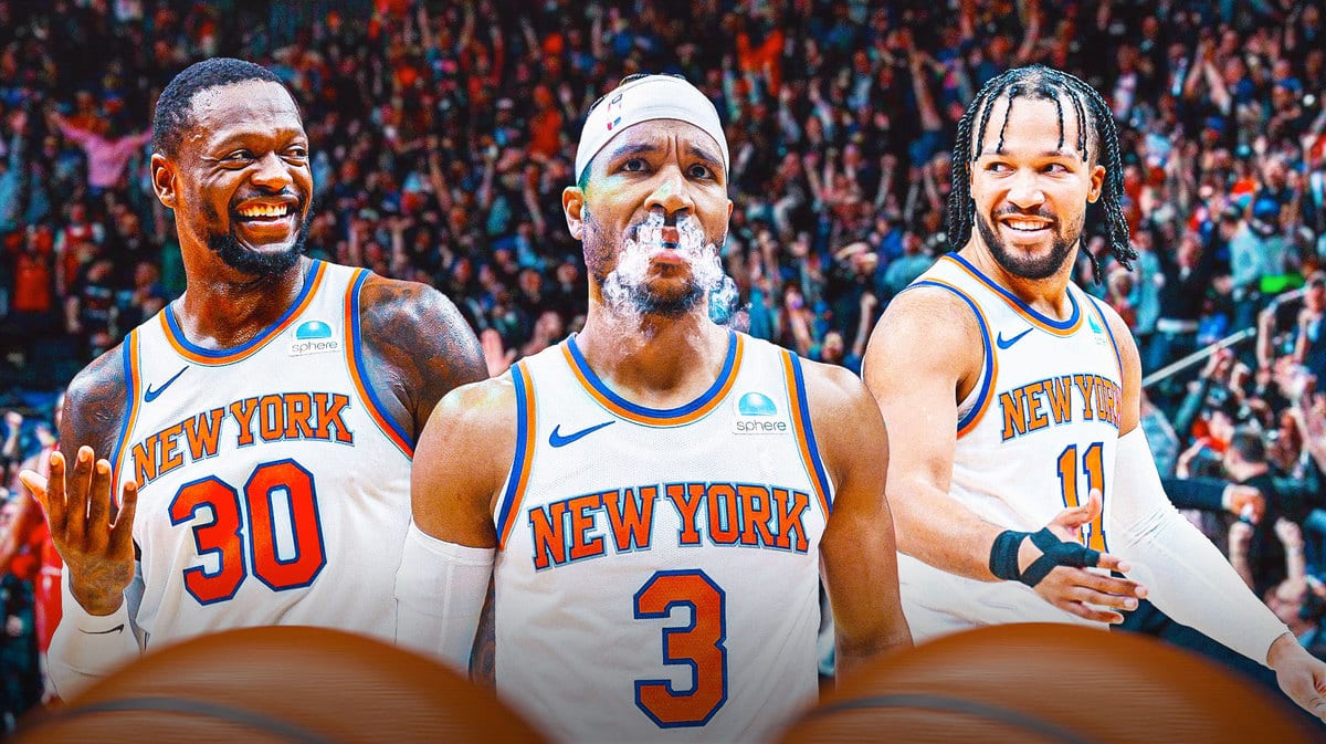 Knicks Josh Hart with Julius Randle and Jalen Brunson after win over Hornets
