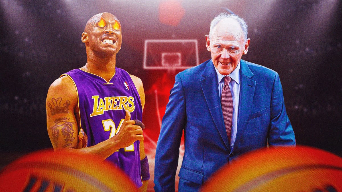 Photo: Kobe Bryant with fire in his eyes looking at George Karl