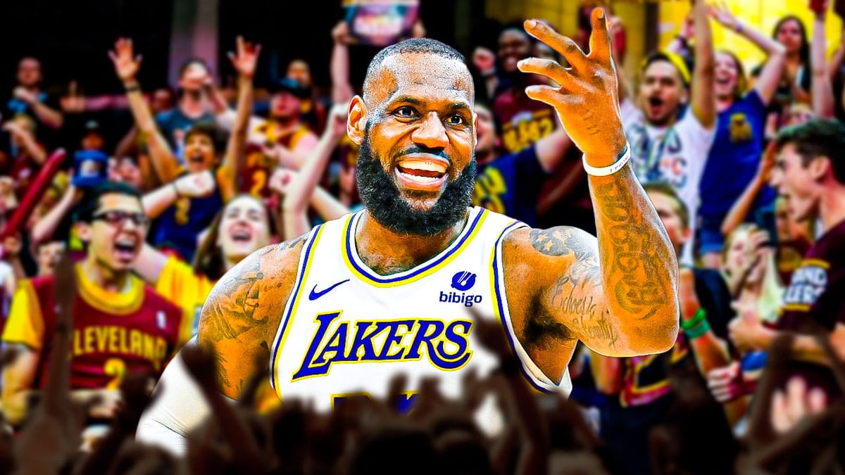 LeBron James in front of Cavs fans
