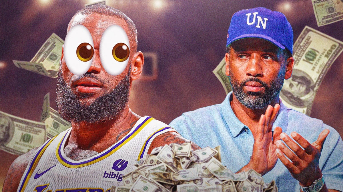 LeBron James looking at Maverick Carter