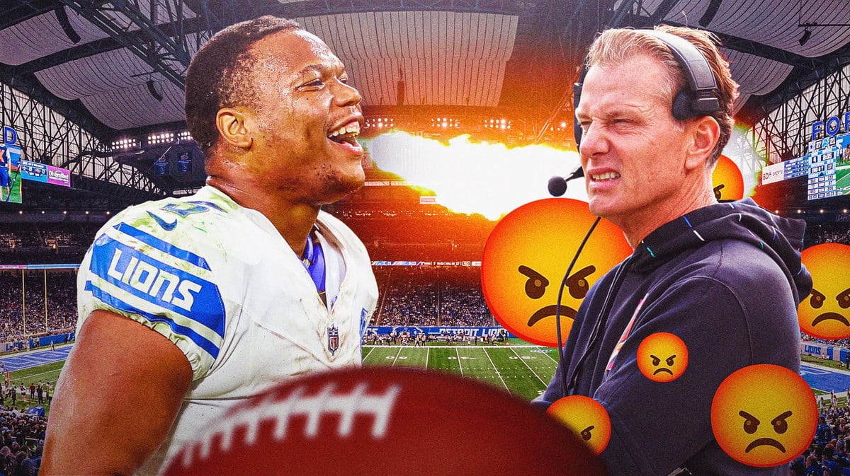 David Montgomery breathing fire, Matt Eberflus with angry emojis
