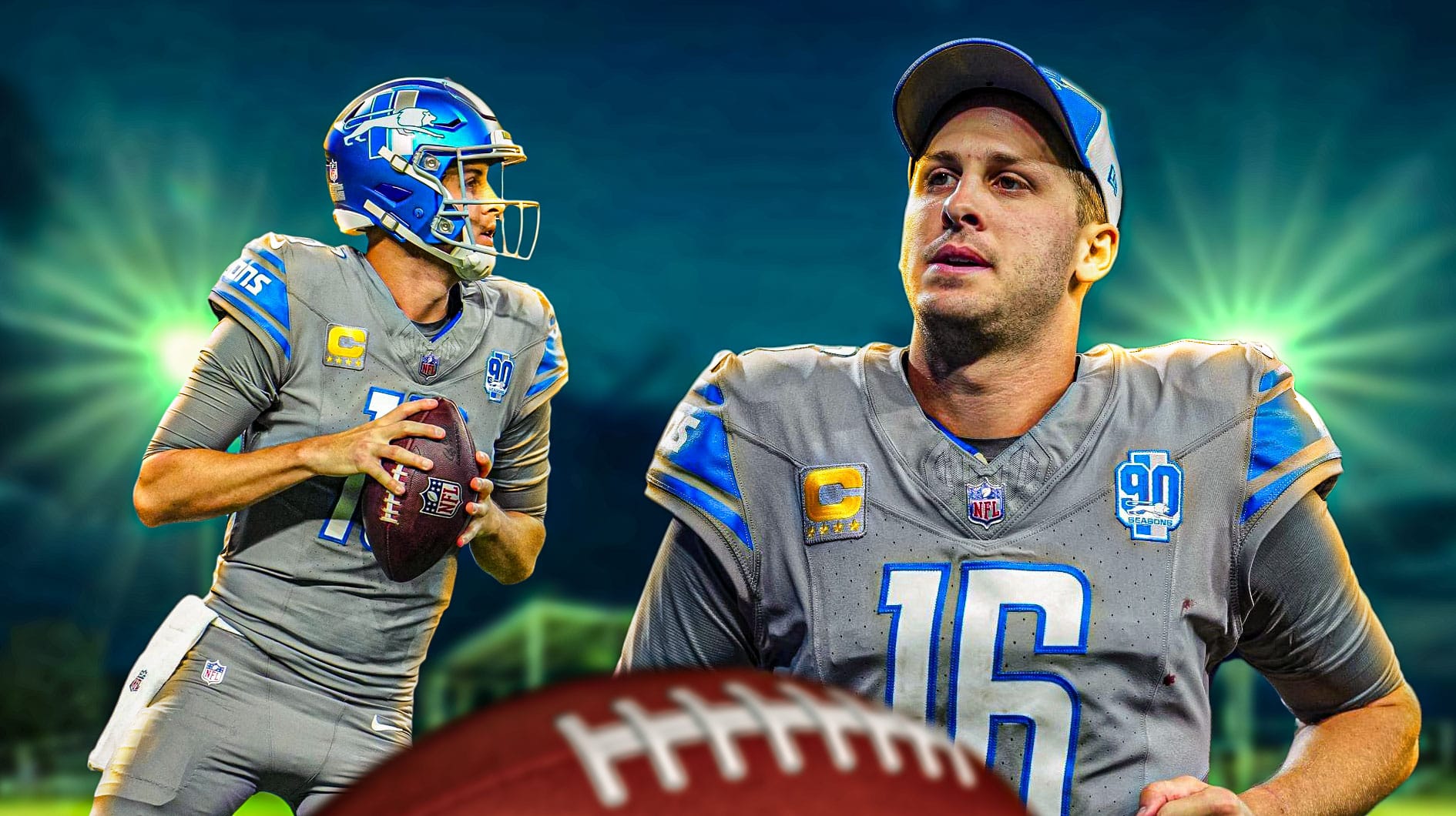 Detroit, Lions, Jared Goff, NFC North, Chargers, Jared Goff with Lions field in the background
