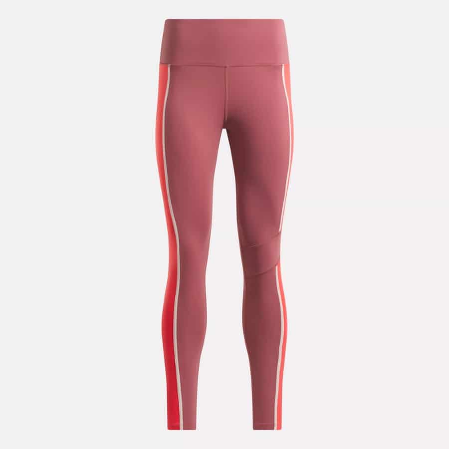 Lux High-Rise Colorblock Leggings - Sedona Rose color on a light gray background.