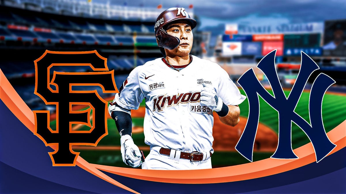 Jung-Hoo Lee, Yankees and Giants logos