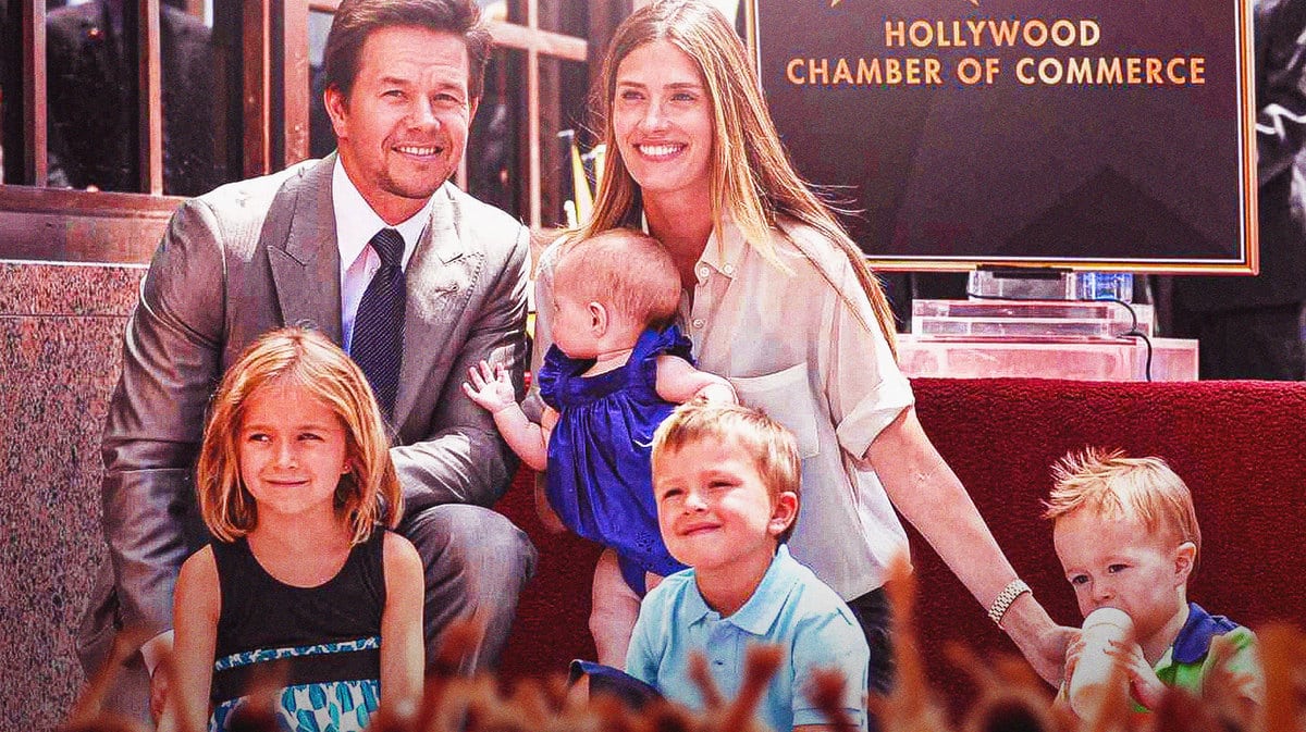 Actor Mark Wahlberg with his wife and kids.