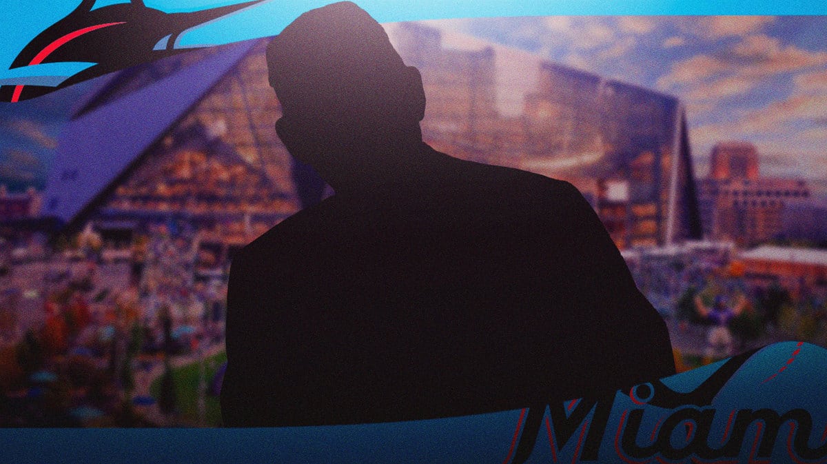 Peter Bendix as a silhouette with LoanDepot Park in the background.
