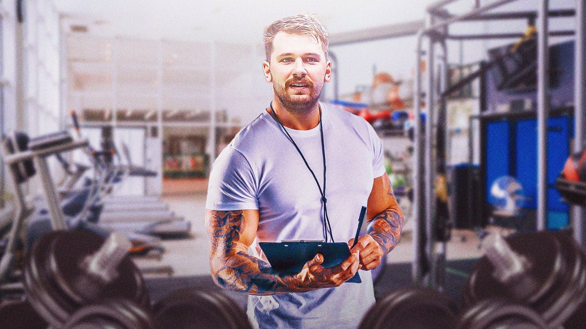Luka Doncic of the Mavs as a gym instructor