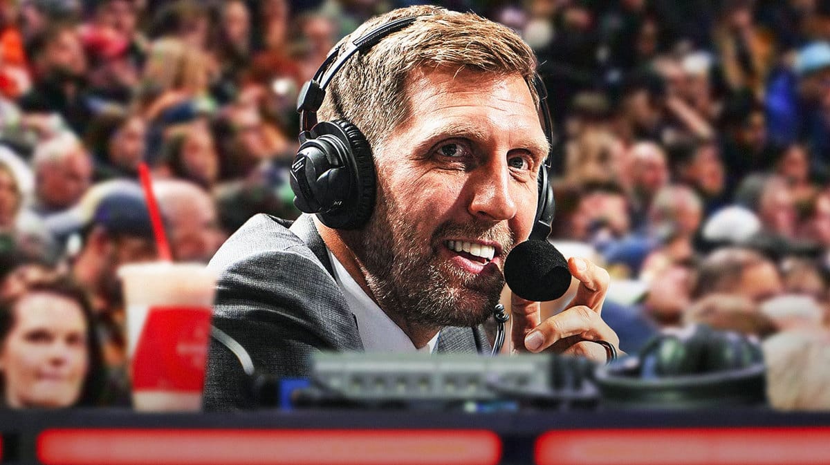 Mavs legend Dirk Nowitzki on the broadcast