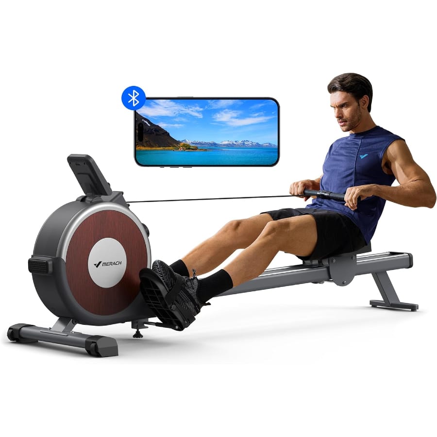 Merach Magnetic Rowing Machine on a white background.