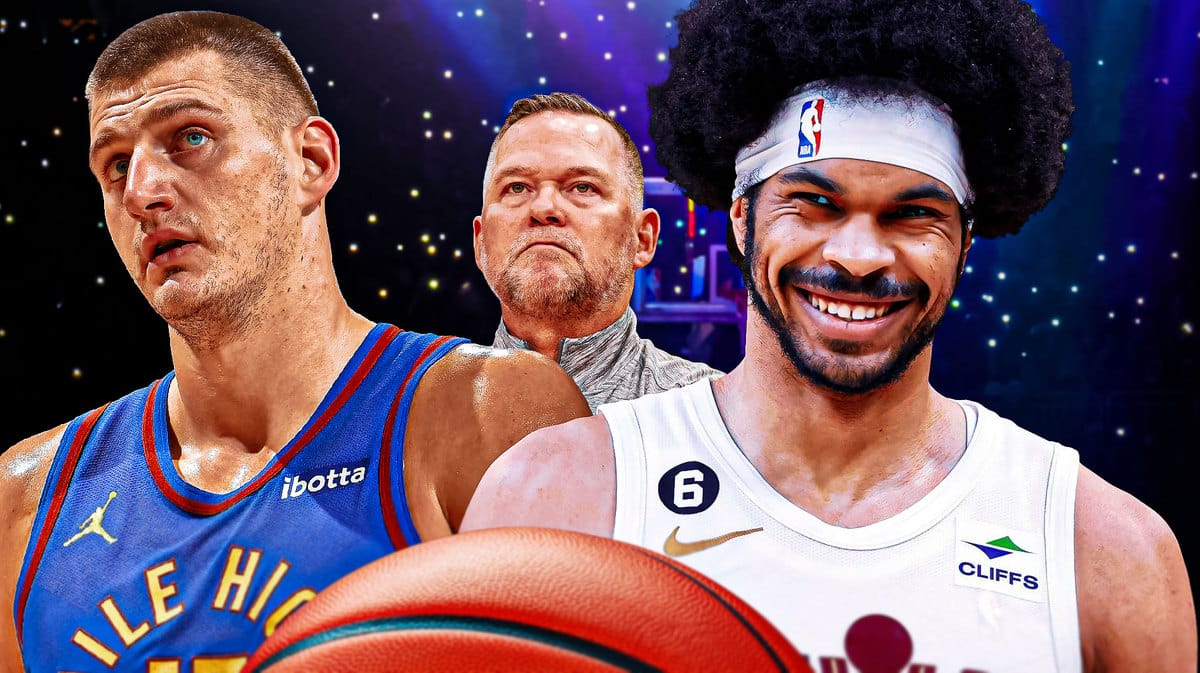 Nuggets Michael Malone and Nikola Jokic with Cavs Jarrett Allen