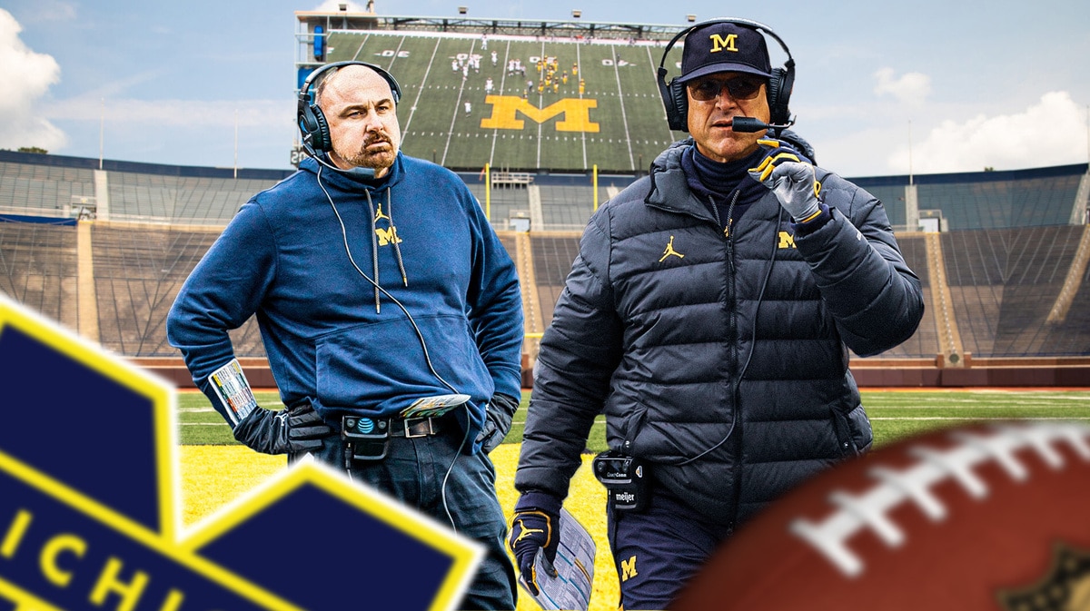 Michigan football coach Jim Harbaugh and former Wolverines linebackers coach Chris Partridge