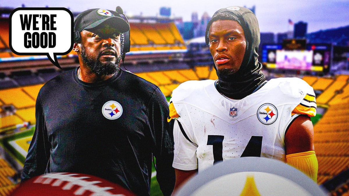 George Pickens, Mike Tomlin with a speech bubble that says: We're good