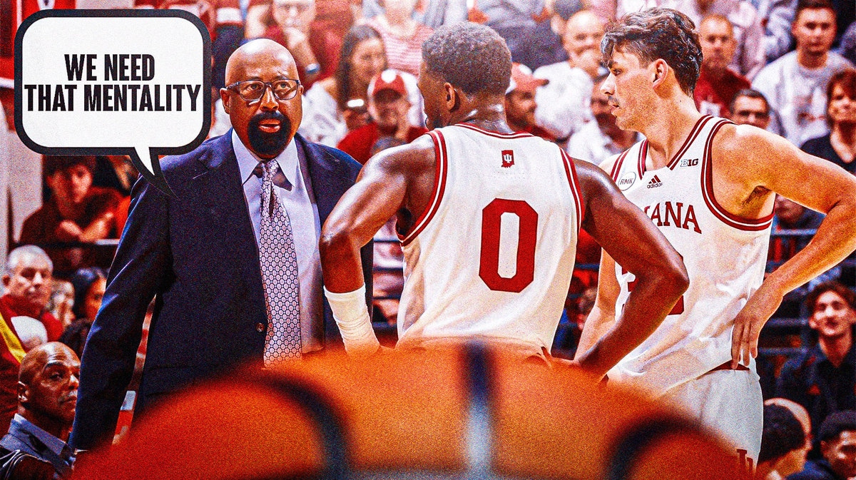 Photo: Mike Woodson coaching Indiana basketball saying “We need that mentality”