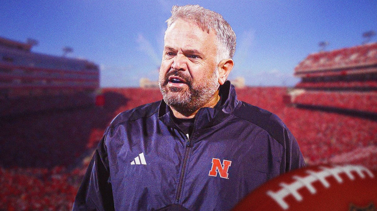 Nebraska football, Michigan State football, Michigan football, Cornhuskers, Matt Rhule, Matt Rhule with Nebraska football stadium in the background